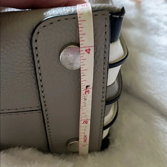 MichaelKors Mercer Tricolor Gray Black white Leather Handbag Shoulder purse tote - Picture 12 of 17